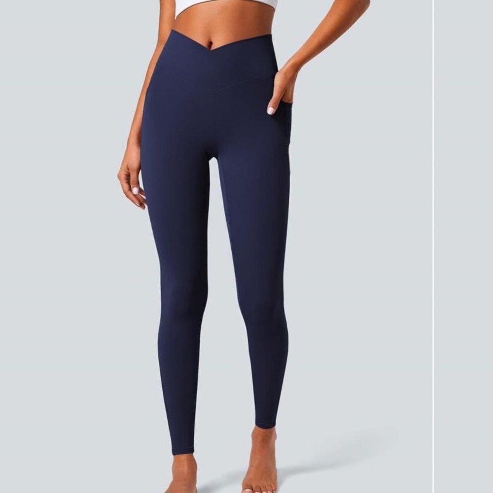 Halara NWT Crossover High‎ Waist Leggings Navy Blue Women Sz XL